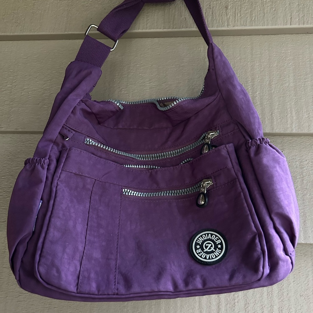 Jinqiaoer nylon crossbody, purple adjustable strap